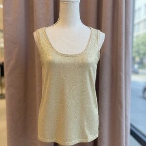 The Icing Vintage gold metallic tank top SMALL sleeveless cotton round neckline